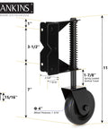 Heavy Duty Spring Loaded Gate Caster Wheel With 360 Degree Swivel And Universal Mount Plate Leveling Bracket dimensions and features
