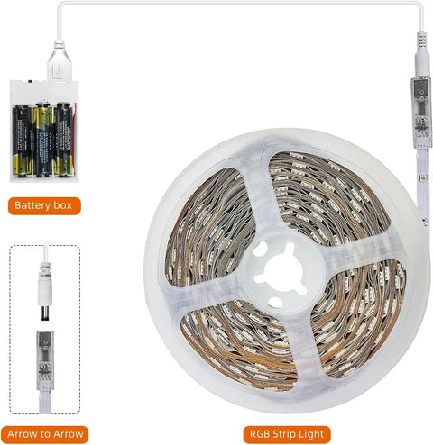 66 Foot LED Strip Lights For Bedroom With Dope Music Sync And RGB Color Changing on reel with battery box