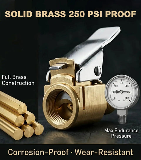 Solid brass 4 Pack Locking Air Chuck Quick Connect With Clip Adapter For Schrader Valves Brass Tire Inflator Adapter No Leak