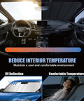 Ford F150 Windshield Sun Shade Custom Fit For 2021 To 2026 inside car, showing temperature effect, foldable and insulated.
