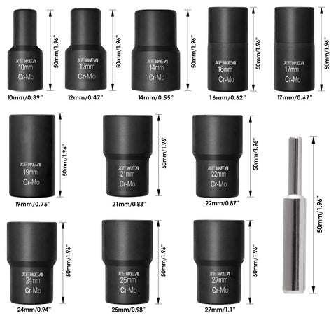 12 Piece Lug Nut Remover Kit With One Half Inch Drive For Getting Stripped Damaged Frozen Rusted Studs And Rounded Off Bolts Nuts Screws Heavy Duty Wheel Lock Extractor Set With 10mm To 27mm Sizes