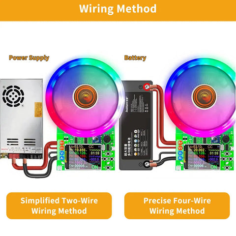 Battery Load Tester 180W 200V 20A USB 4-Wire System With Adjustable Constant Current And Voltage Discharge For Lithium Cells Pro-Grade Electronic Load Tester With 2.4 Inch Color Screen Real-Time Capacity Temperature Readouts wiring method diagram