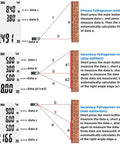 Pocket Size Laser Distance Meter 164 Ft Range USB Rechargeable Pythagorean Mode diagrams demonstrating measurement modes.