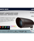 Premium 9 Watt Smart Led Landscape Floodlight 12 Pack in bronze finish displayed with features and colors to enhance outdoor lighting.