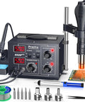 Two In One Hot Air Rework Soldering Station Kit with 40W Soldering Iron and 700W Hot Air Gun for Electronics Repair