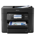 Wireless Color All In One Inkjet Printer With PrecisionCore Heat Free Tech And Instant Dry Pigment Ink, front view with documents printing.
