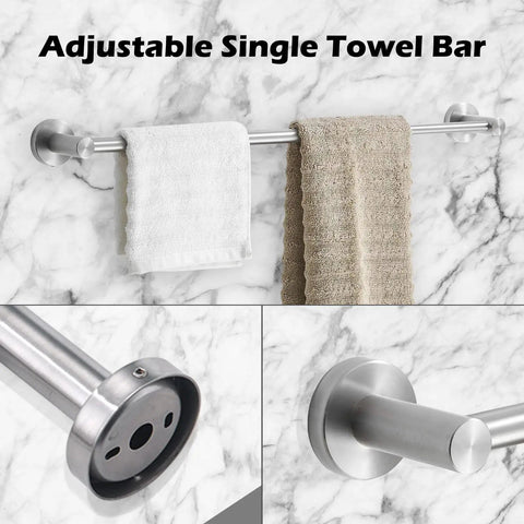 8 Piece Adjustable Bathroom Hardware Set In Brushed Nickel Stainless Steel Built To Last With 17 To 29 Inch Towel Bar, Dual Towel Rings, Dual Toilet Paper Holders, And 2 Multipurpose Hooks, Wall Mounted Modern Bath Accessories