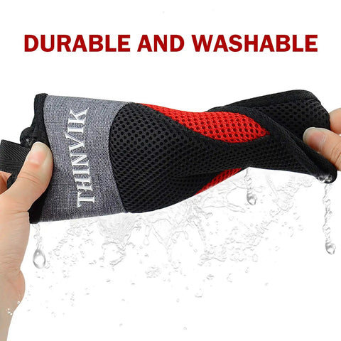 Bike Frame Sweat Guard With Dual Layer Sweat Absorbing Net being wrung out, showing water drainage, highlighting durability and washability.