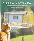 Clear Window Bird Feeder With Strong Suction Cups For Outdoors Watch Birds Up Close From Inside Your Home installed on window.