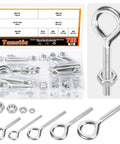 116 Piece Eye Bolt And Nut Set Kit For M5 M6 M8 M10 Zinc Plated Carbon Steel Eye Bolts Screws And Hex Nuts In Durable Plastic Storage Box For Home Workshop Or Garage Projects DIY Ready, assorted eye bolts and nuts