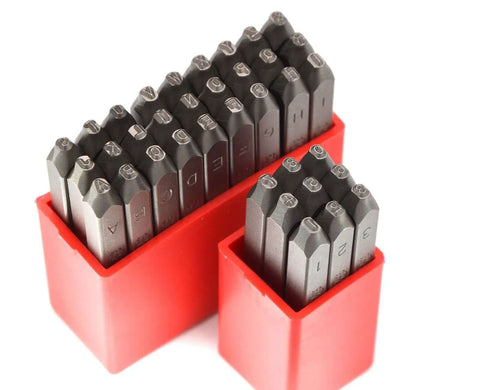 36 Piece Heavy Duty Steel Stamp Set With Uppercase Letters And Numbers 2mm Punch Kit for hand stamping metal and crafts in red case