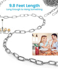 10 Feet Light Duty Stainless Steel Chain With 5 64th Inch Links displayed with dining scene and chandelier illustration.