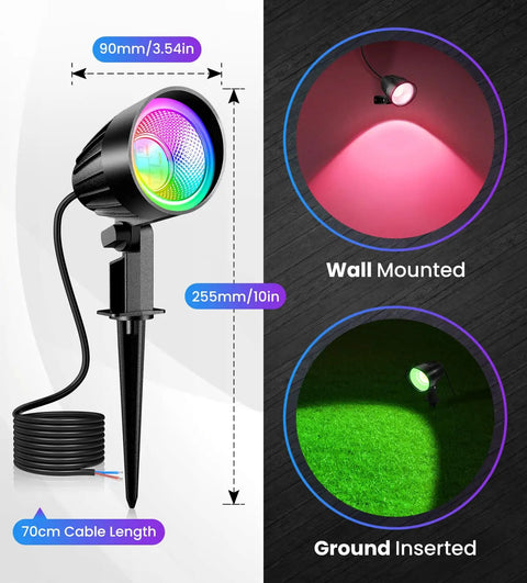 15W RGBW Low Voltage Outdoor Landscape Lights With 12V And 24V DC And AC Dope Color Changing LEDs IP66 Waterproof Aluminum Housing