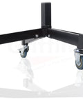 Black all-steel base on casters for Rolling Studio Mixer Stand On Casters With Adjustable Height For Home Studio And Onstage Use MobileTILT Series DJ Cart Portable Turntable Mount For Drum Machines Audio Gear And Mixing Consoles.