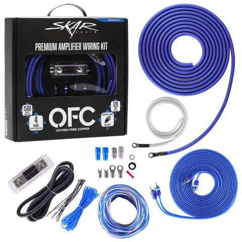 4 Gauge OFC Amplifier Wiring Kit Heavy Duty Installation Bundle with power and ground cables, ANL fuse holder, amp wiring components