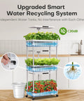 Indoor Hydroponics Garden System With 66 Pod Kit And Dual LED Grow Light, three-tier planter showing herbs, greens, and tomatoes.