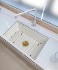 Kitchen Sink Grid 27 And 13 Sixteenths Inch By 14 And 5 Sixteenths Inch Heavy Duty Stainless Steel Sink Protector With Center Drain Bottom Grid