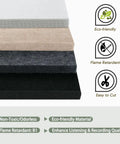 Thickened Felt Acoustic Panels 16X12 Inch Pack Of 6 Heavy Duty Sound Dampening Tiles showing four color variations stacked.
