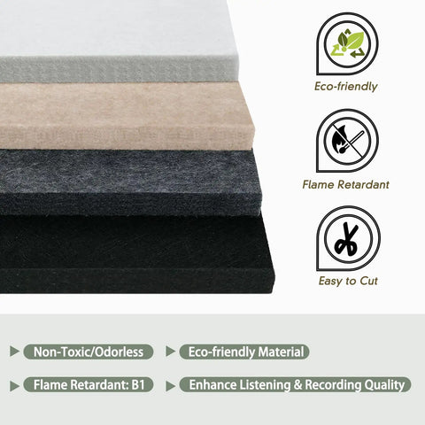 Thickened Felt Acoustic Panels 16X12 Inch Pack Of 6 Heavy Duty Sound Dampening Tiles showing four color variations stacked.