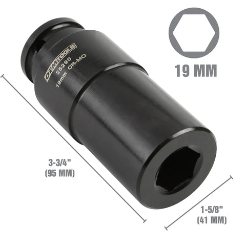 Heavy Duty 19mm Crank Bolt Socket For Harmonic Balancer Removal One Half Inch Drive Impact Socket For Stubborn Bolts