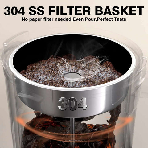 Close-up of 304 stainless steel filter basket for the Commercial Coffee Urn 110-Cup 16L Fast Brew Stainless Steel Hot Beverage Dispenser.