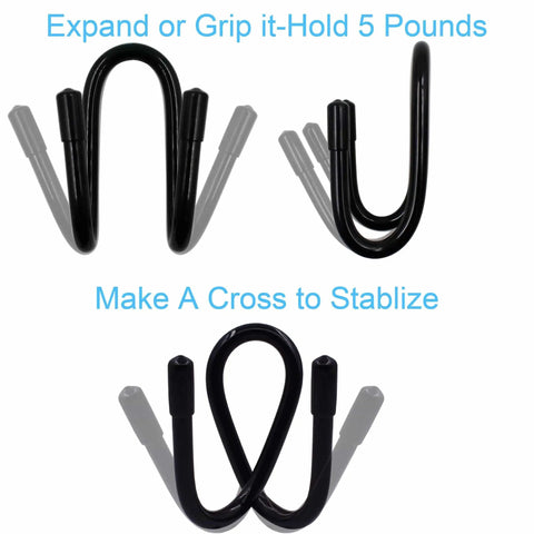 Two Expandable Chain Link Fence Hangers For Holding Poles, Brushes, Leaf Rakes And Light Gear Up To 4 Lb, Adjustable, Secure Grip
