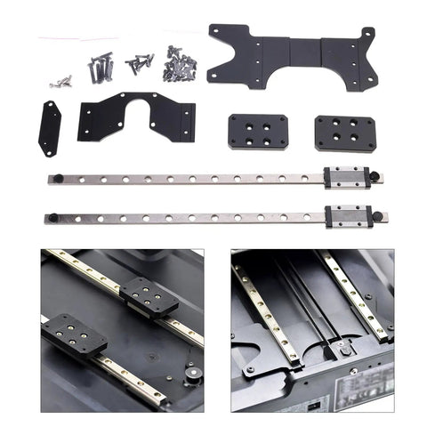 Double Linear Guide Kit MGN9H 300mm Plate Rails For 3D Printers Upgrade With Dope Stability And Smooth Motion For Premium Print Quality And Precision Results, black metal rails and mounts