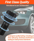 BMW M14x1.25 Wheel Lug Bolts Set 5 Pack Black Steel Locking Lug Nuts, background of car wheel and quality testing overlay