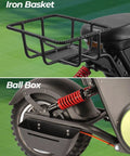 Iron basket and ball box on Badass 2 In 1 Electric Golf Cart And Mobility Scooter for golf gear storage.
