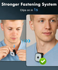 Person attaching Two Pack Clip On Running Lights With Rechargeable Battery Ultra Bright 24 LED Beams to shirt