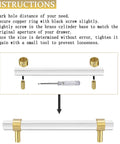 Installation instructions for Adjustable Acrylic And Brass Cabinet Pulls With Center To Center Range 0 To 6 Point 2 Inches.