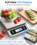 Heavy Duty 88 Pound Food Scale With 6 Unit Stainless Steel Commercial Kitchen Scale Full View LCD Display Tare And PCS Function Perfect For Baking Cooking Flour And Fruits with vegetables on top