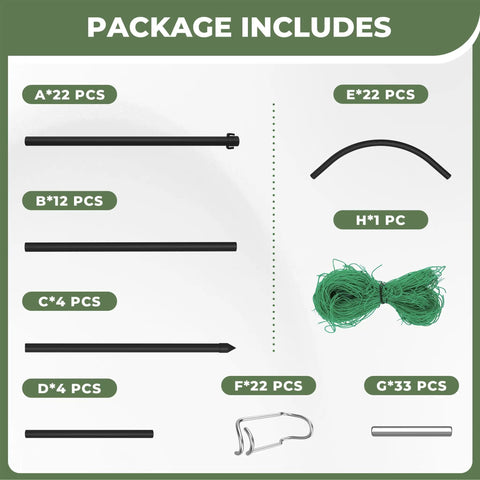 Package includes parts for Heavy Duty Garden Arch Trellis For Climbing Plants Outdoor Metal Arbor Support, 6.7 ft tall.