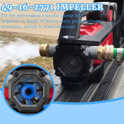 Beefed Up Impeller And O Ring Kit For Milwaukee M18 Transfer Pumps Replacement 49-16-2771 49162771 Upgraded Water Pump Repair Accessories Blue With Easy Fit Durable Build Noise Reduction And Corrosion Resistant Parts. blue impeller installed on Milwaukee M18 transfer pump