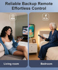 Two Pack Universal Smart TV Remote Replacement For All Models Backup Remotes in use in living room and bedroom setups