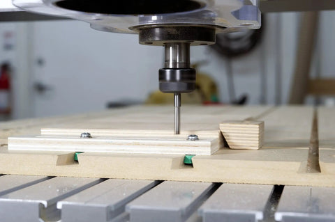 MatchFit Dovetail Track Nut Hardware 6 Pack For Jigs And Fixtures on woodworking bench, router in use