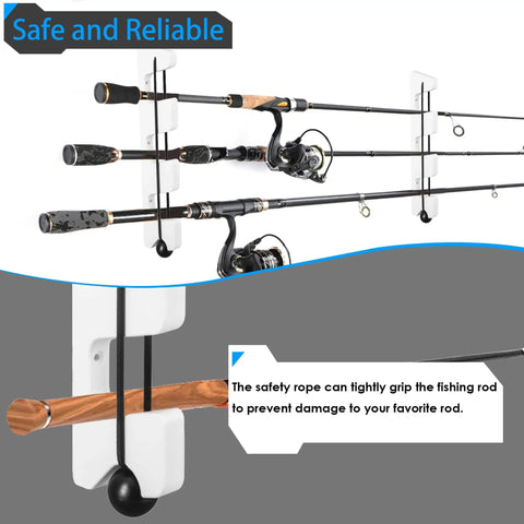 White Plastic Horizontal Fishing Rod Holder Wall Mount Rack For Boat And Garage Pack Of 2 Durable Lightweight Pole Holders