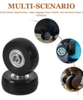 Solid Four Pack Black Luggage Wheel Replacement Kit Precision Roller Bearings Silent Rolling On Terminals And Sidewalks Smooth Glide Durability Suitcase Repair Easy Setup Ensuring Long Dependable Performance Zero Stress Always black suitcase wheels