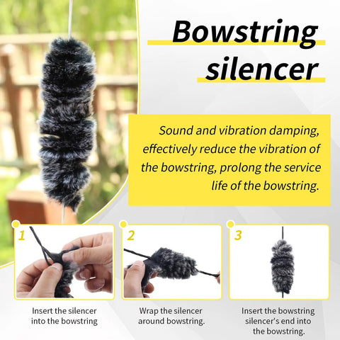 Recurve Bow String Silencers Kit With Fur Arrow Rest And Adhesive Bow Limb Silencers, String Splitter, and Installation Steps