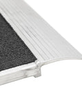 Close-up of the Heavy Duty Aluminum Shipping Container Forklift Ramp 60 By 63 Inch Deck with grip-coated surface.