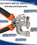 Must Have Leather Snap Fasteners Kit With Press Pliers, ergonomic metal pliers with orange and black handles, 90 snap sets