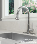 Pfirst Series Pull-Down Kitchen Faucet With Sprayer, Single Handle, High Arc Spout, Polished Chrome Finish, Model G529PF2C on countertop