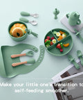 Ultra Safe Silicone Baby Feeding Set 13 Piece With Suction Bowl And Plate Spoons And Forks Bib And Cup Baby Toothbrush Weaning Kit