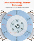Top view of 24 Inch Glass Lazy Susan Turntable With 6 Rotating Wheels, Tempered Glass Centerpiece For Dining Tables, suggested placement