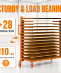Heavy Duty Expandable Paint Drying Rack For Cabinet Doors With Smooth Casters And Hella Solid Steel Frame For Commercial Millwork And Serious Woodworking Projects Daily featuring 28 removable rods and 110 lbs capacity per shelf.