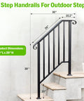 Hella Secure 2 Pack Outdoor Stair Handrails For 2 To 3 Steps Rock Solid Galvanized Metal Porch Railing dimensions 30"L x 39"H