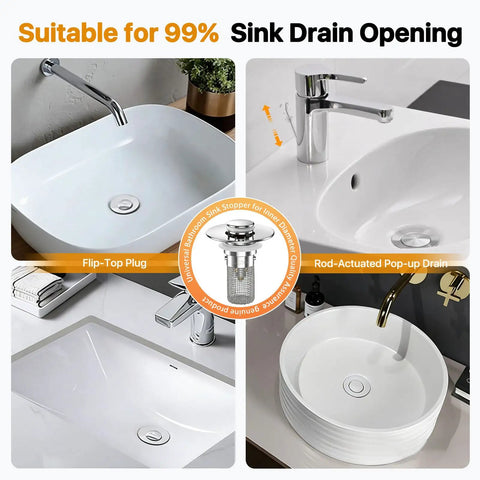 Durable Stainless Steel Pop Up Sink Drain Stopper With Removable Hair Catcher Filter Basket For Bathroom Sinks Works Like A Charm To Trap Debris And Keep Drains Clear All Day Long