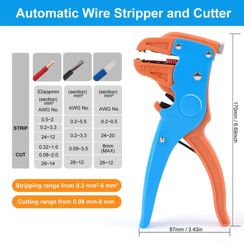 Automatic Wire Stripper And Cutter For Electronics And Automotive Repair A Built Tough Heavy Duty 2 In 1 Tool Strips 14 To 24 AWG Wires With Durable Steel Blades And Glass Fiber Nylon Frame For Quick Easy And Precise Wire Stripping