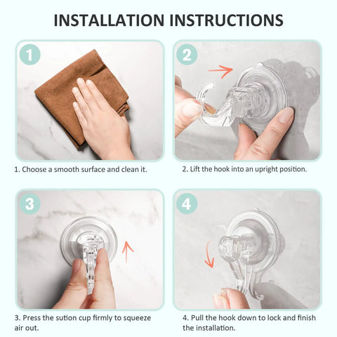 Clear Suction Cup Hooks For Shower Small Size Heavy Duty Removable And Reusable Transparent Bathroom Organizer installation steps