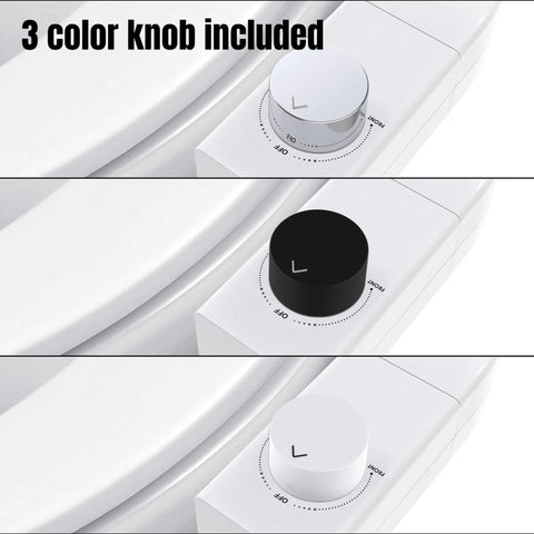 Ultra Slim Bidet Attachment For Toilet With Dual Nozzles For Feminine And Posterior Wash in black white silver knobs